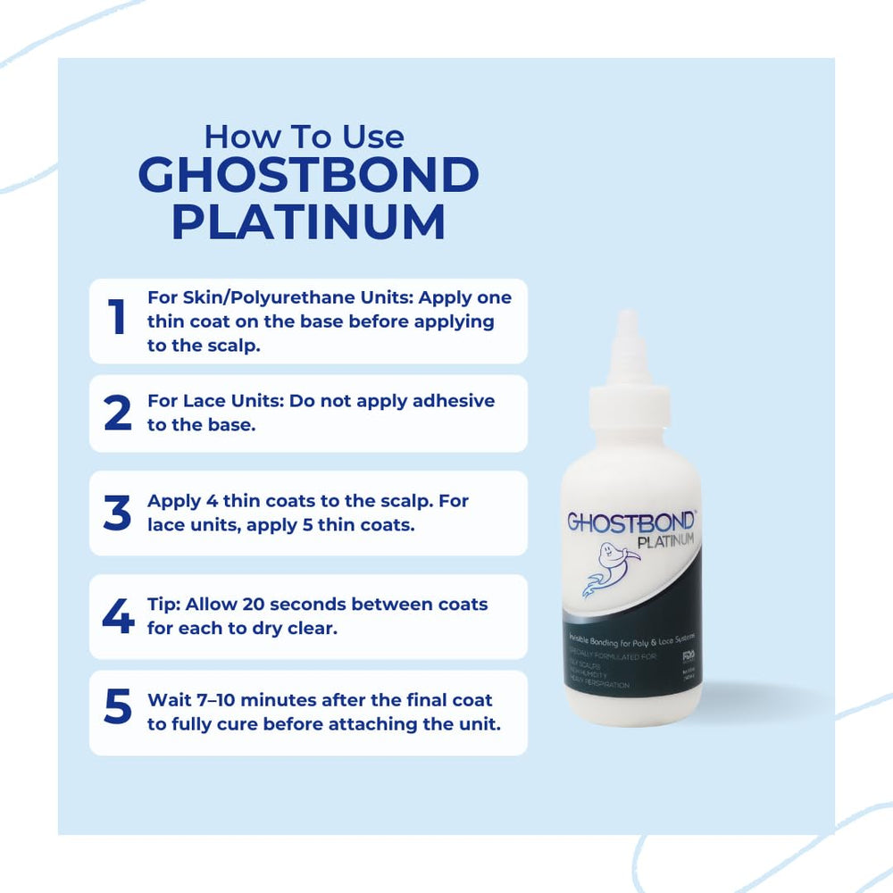 GhostBond Platinum dries clear for an invisible wig bond.