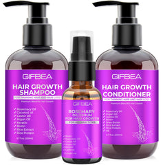 GIFBEA Hair Growth Shampoo bottle shows rosemary and biotin for thinning hair care
