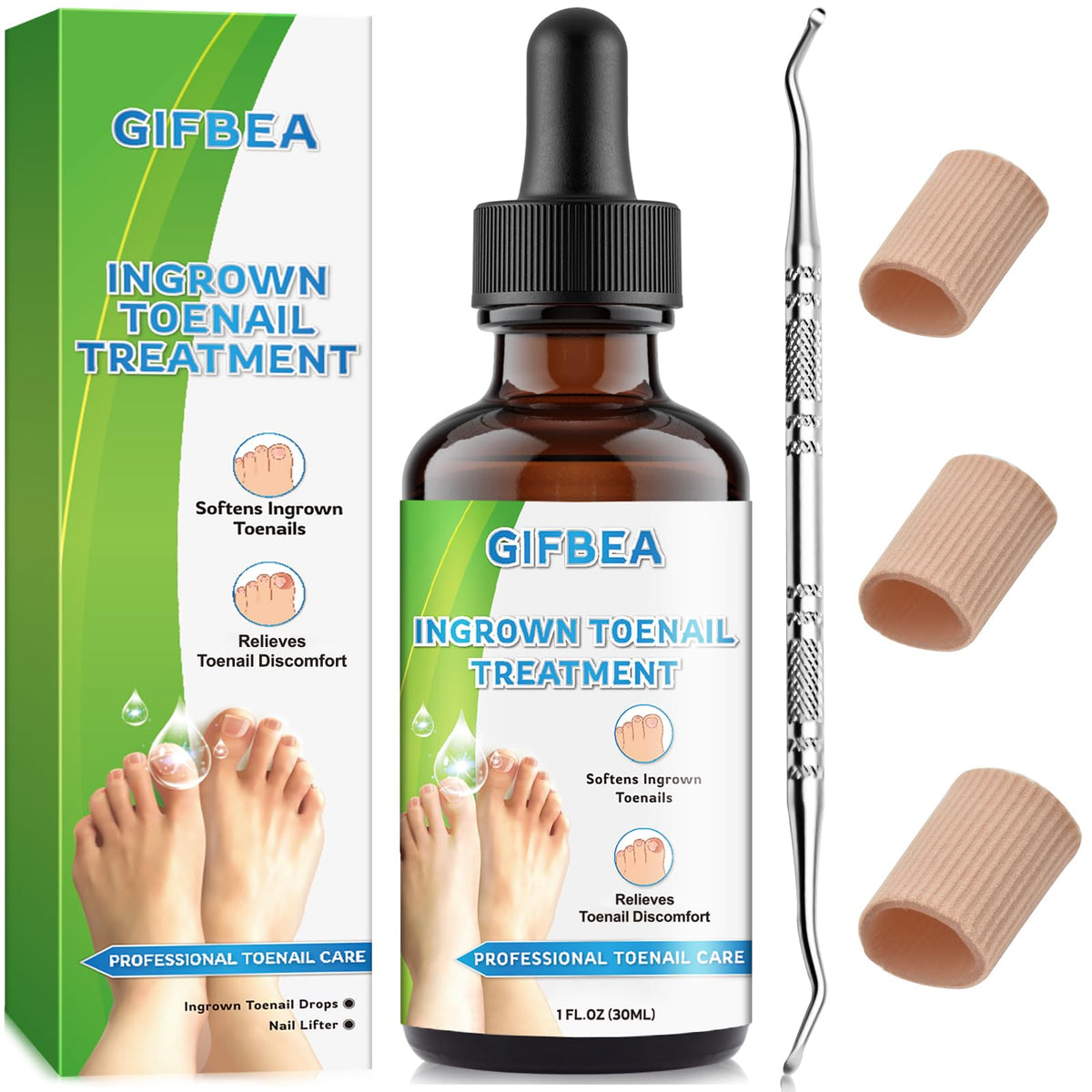 GIFBEA ingrown toenail drops bottle showing gentle relief and softening