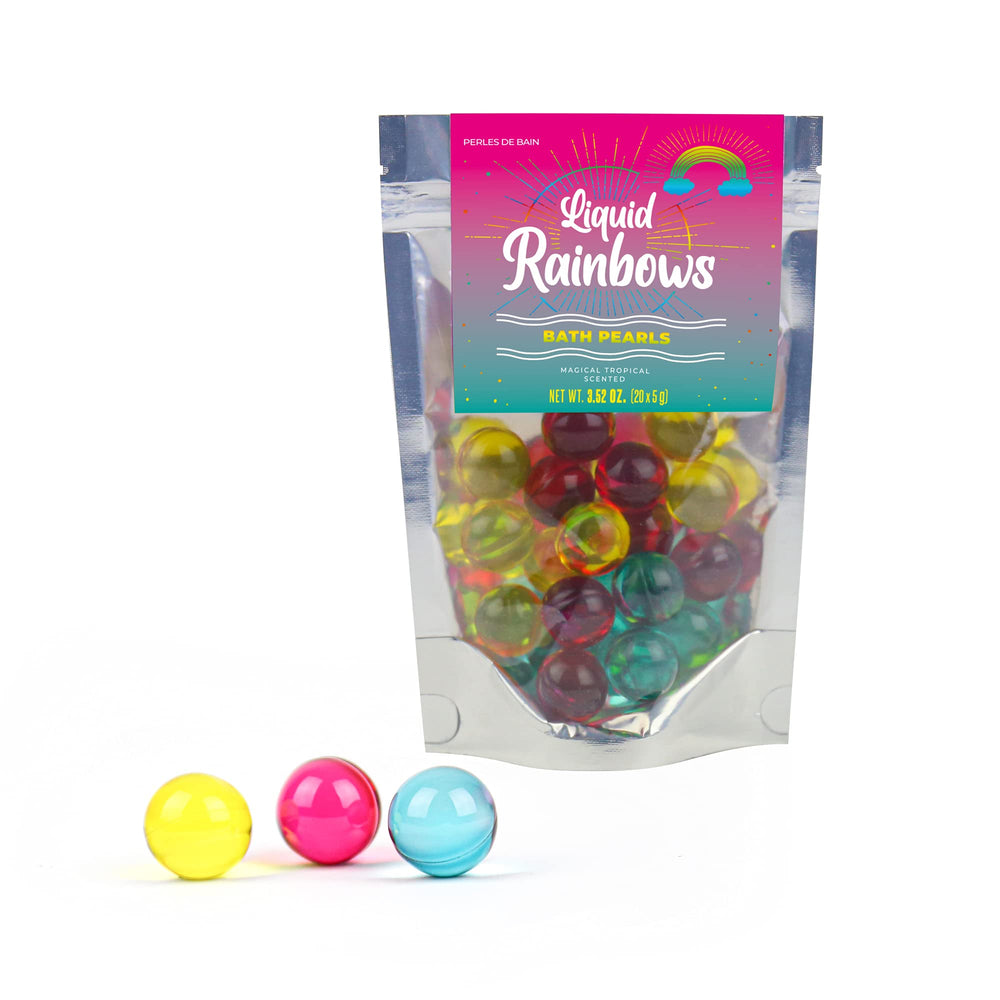  Gift Republic Liquid Spirit Rainbow Bath Pearls bath scene ready for a relaxing soak.