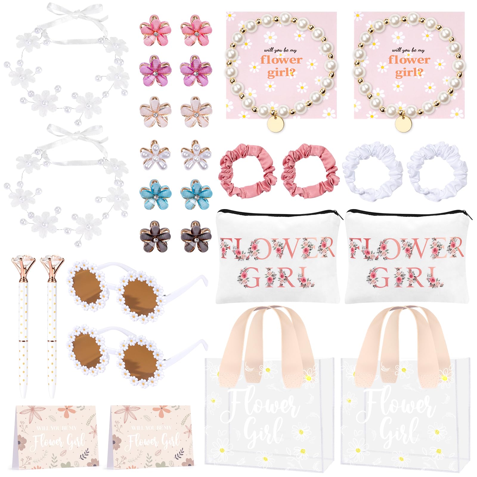 GiftSketch flower girl proposal bag set shown in clear PVC design for gifting