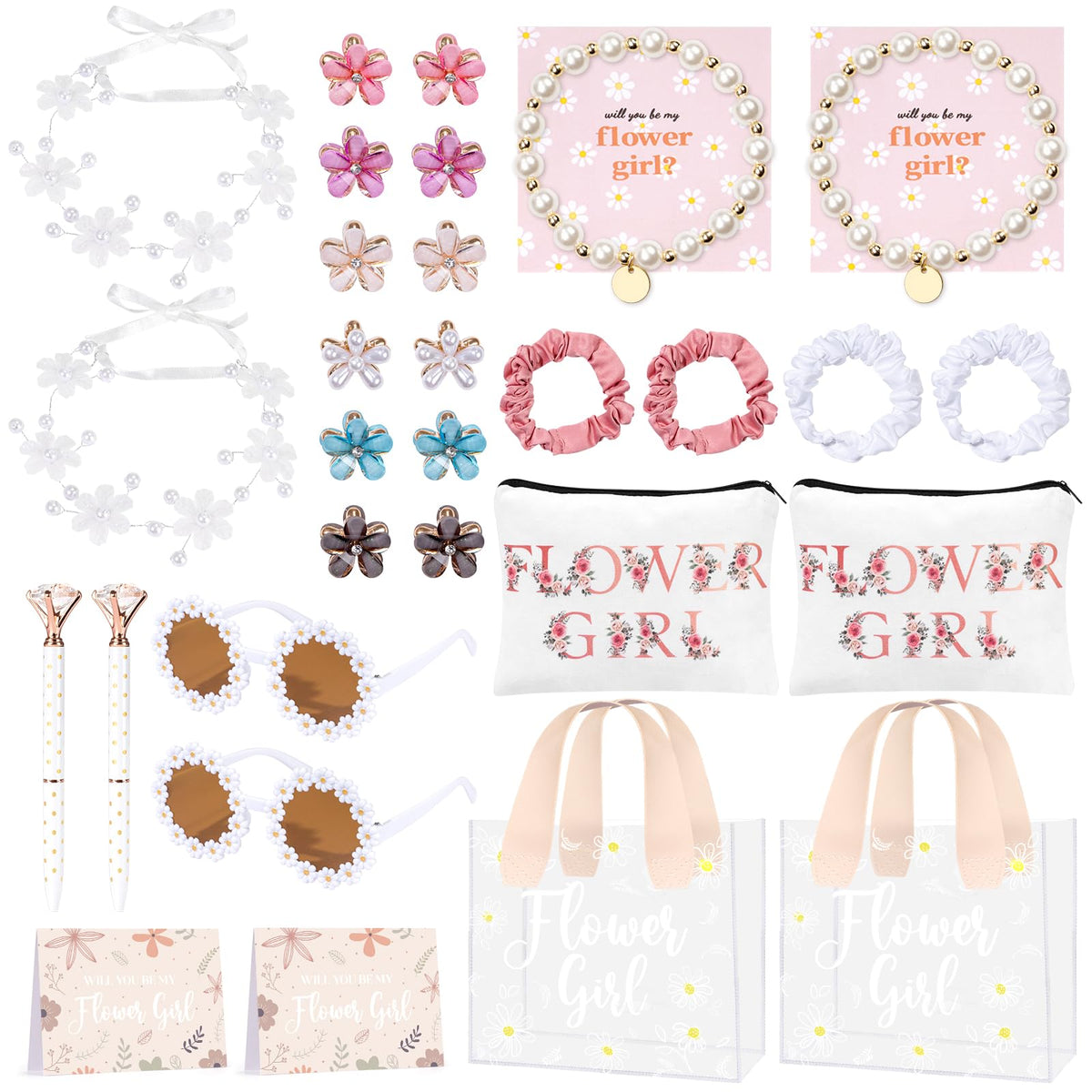 GiftSketch flower girl proposal bag set shown in clear PVC design for gifting