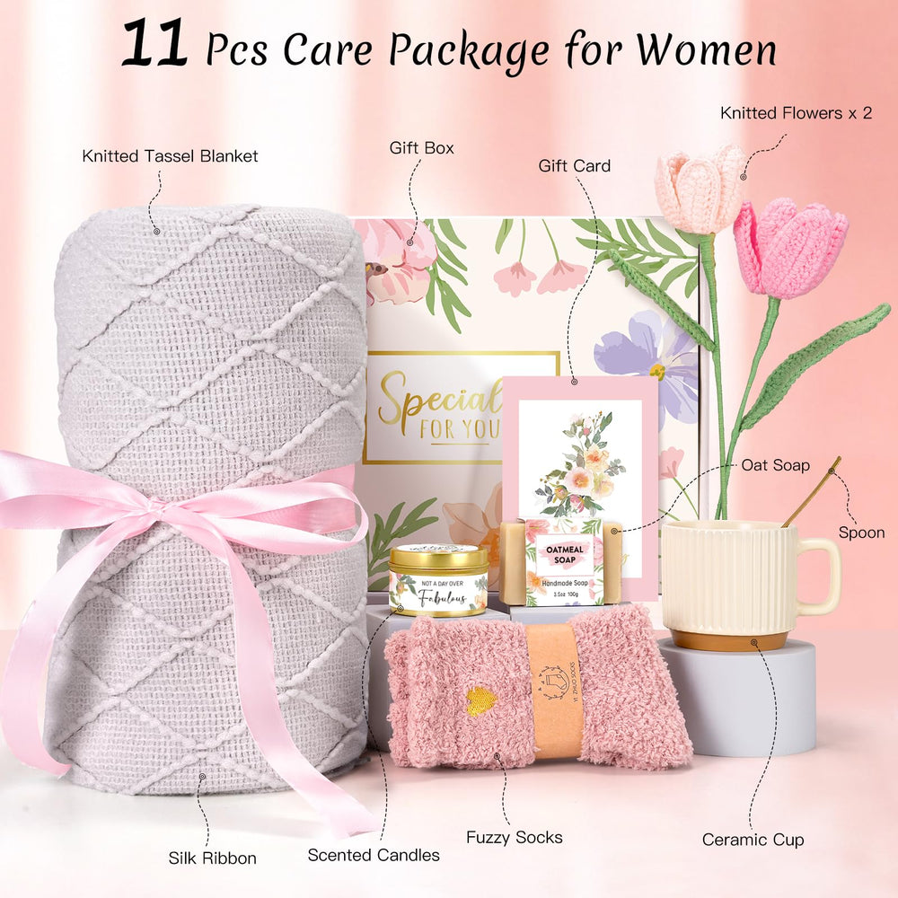 GiftHarbor spa-relaxing gifts set includes fuzzy socks and vanilla candle for calm evenings.