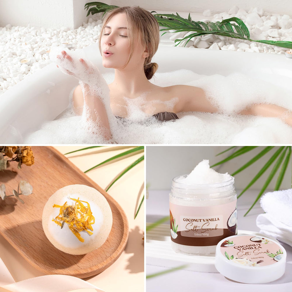 GiftPeak salt scrub exfoliates and softens skin during bath