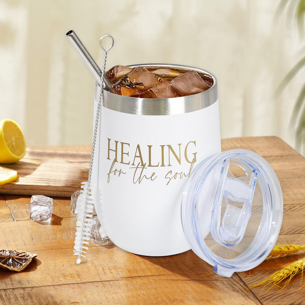 GiftPeak Thinking of You Care Package scented candle creates calming ambience for stress relief.