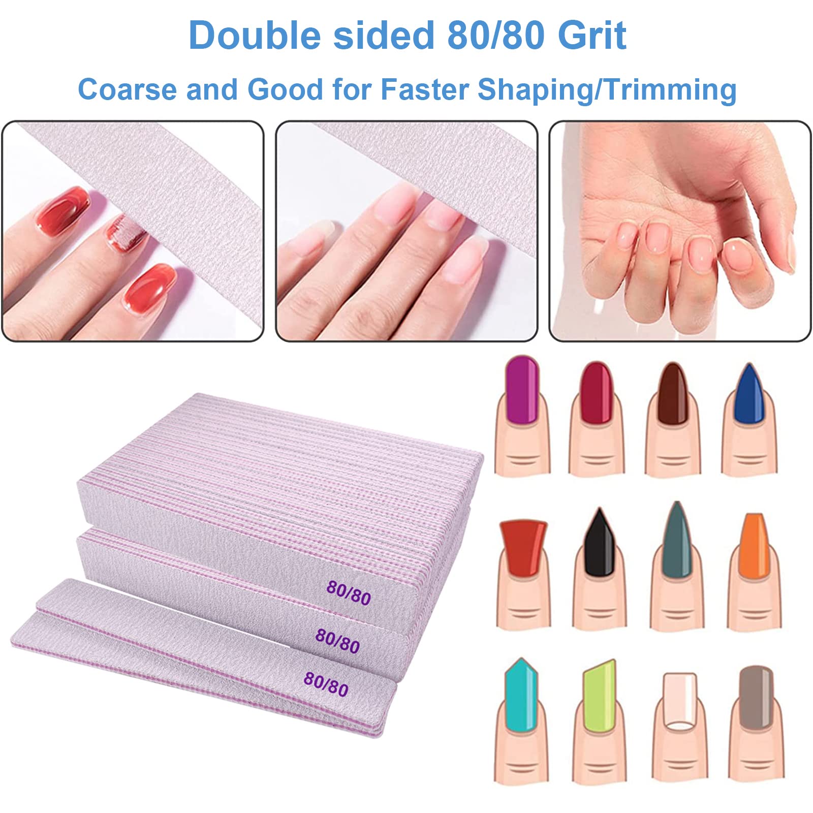 GigaGround double-sided 80/80 grit nail file for versatile acrylic and gel nail filing.