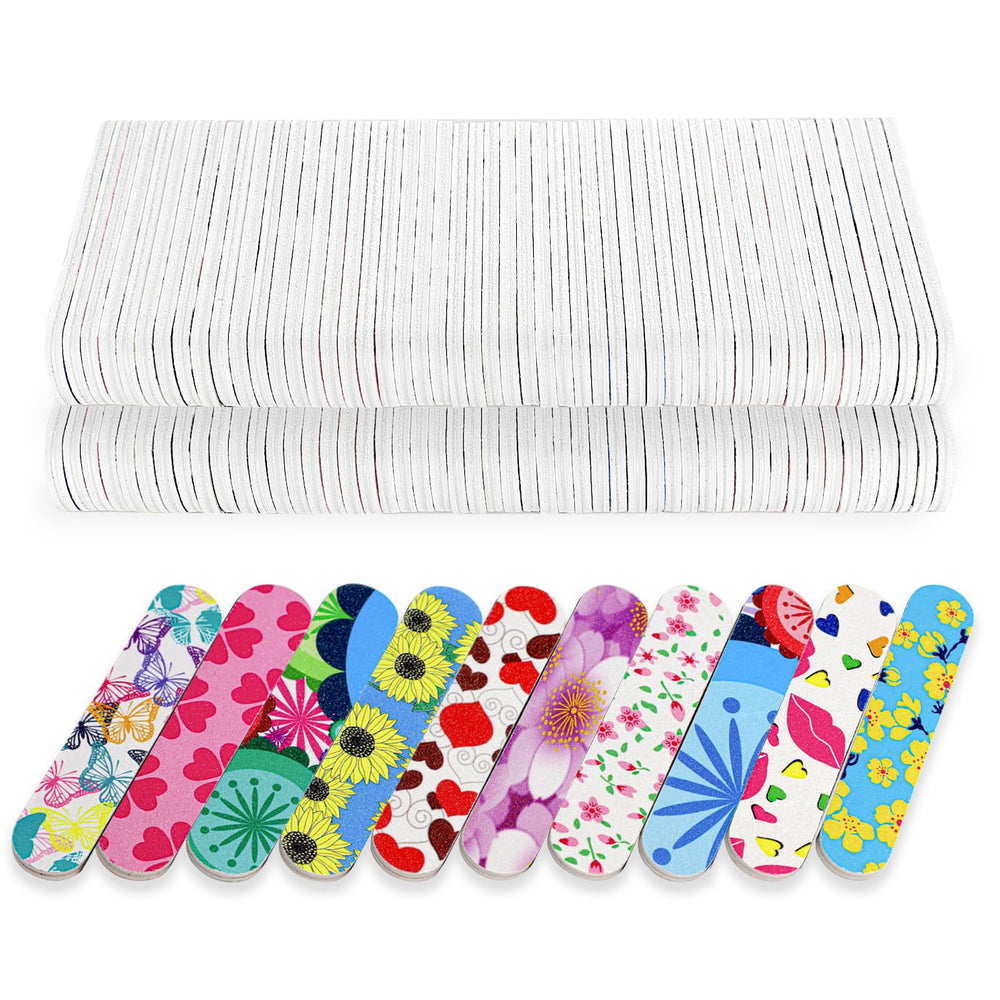 GigaGround mini nail files with flower pattern in assorted colors for quick natural nail shaping.