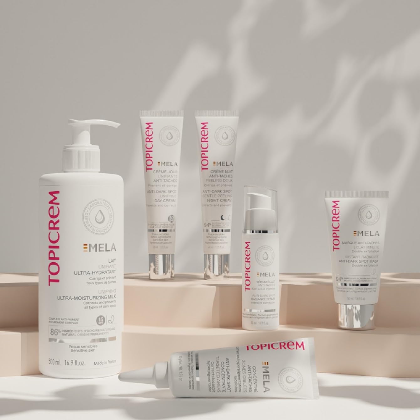 Topicrem GIGATEMP Mela SPF15 protection; UVA/UVB shield for daily use.