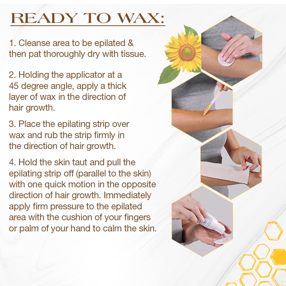 GIGI honey-infused formula maintains moisturized skin during waxing sessions.