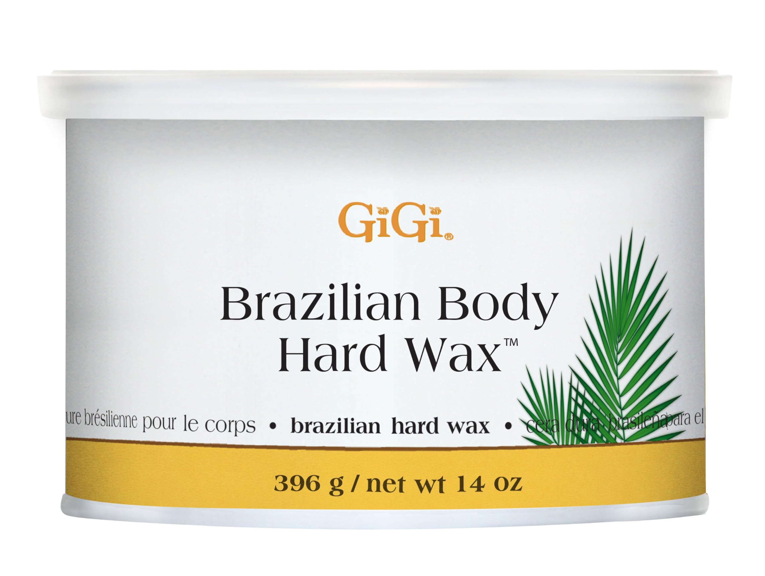 GiGi Brazilian Body Hard Wax container — thick formula for precise bikini waxing.