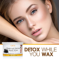 GIGI Charcoal Detox Wax application on delicate facial areas for smooth removal.