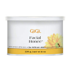 GiGi Facial Honee Wax jar close-up showing premium formula for facial hair removal