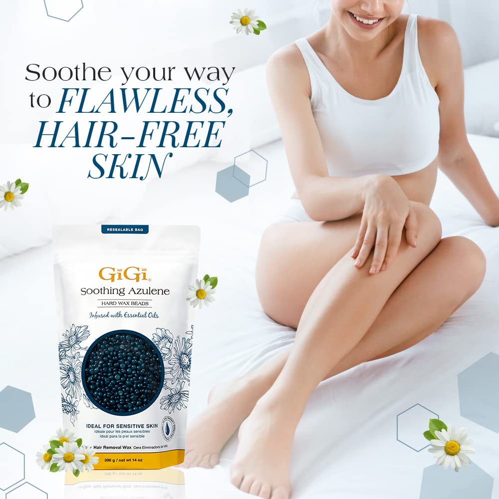 GIGI hard wax beads application setup shows easy, even layers for consistent results.