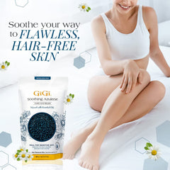 GIGI hard wax beads application setup shows easy, even layers for consistent results.