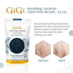 GIGI hard wax beads for face and body use demonstrates multi-area waxing versatility.