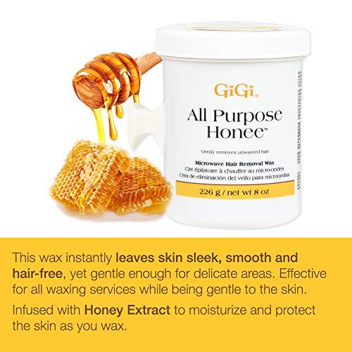 GIGI microwave waxing process shows melt-ready wax for gentler at-home sessions.