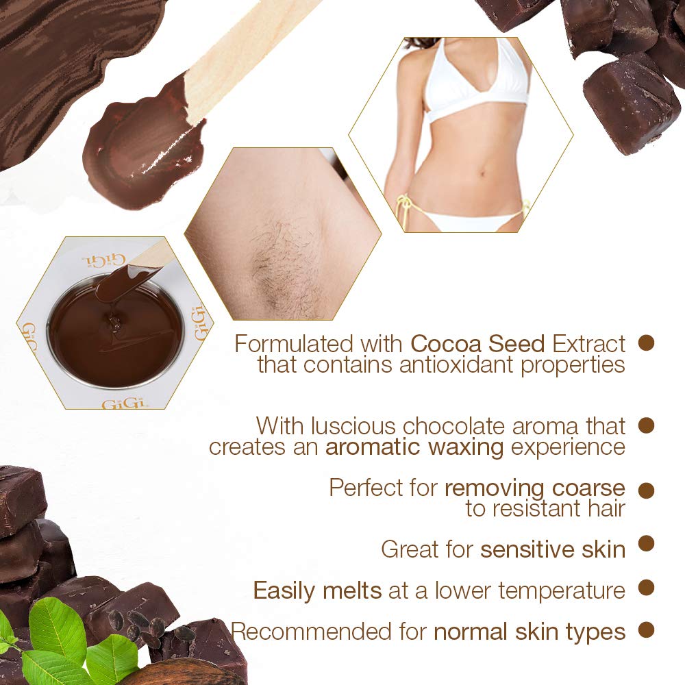 GIGI Milk Chocolate Creme Wax for body-use provides versatile coverage on arms and legs.