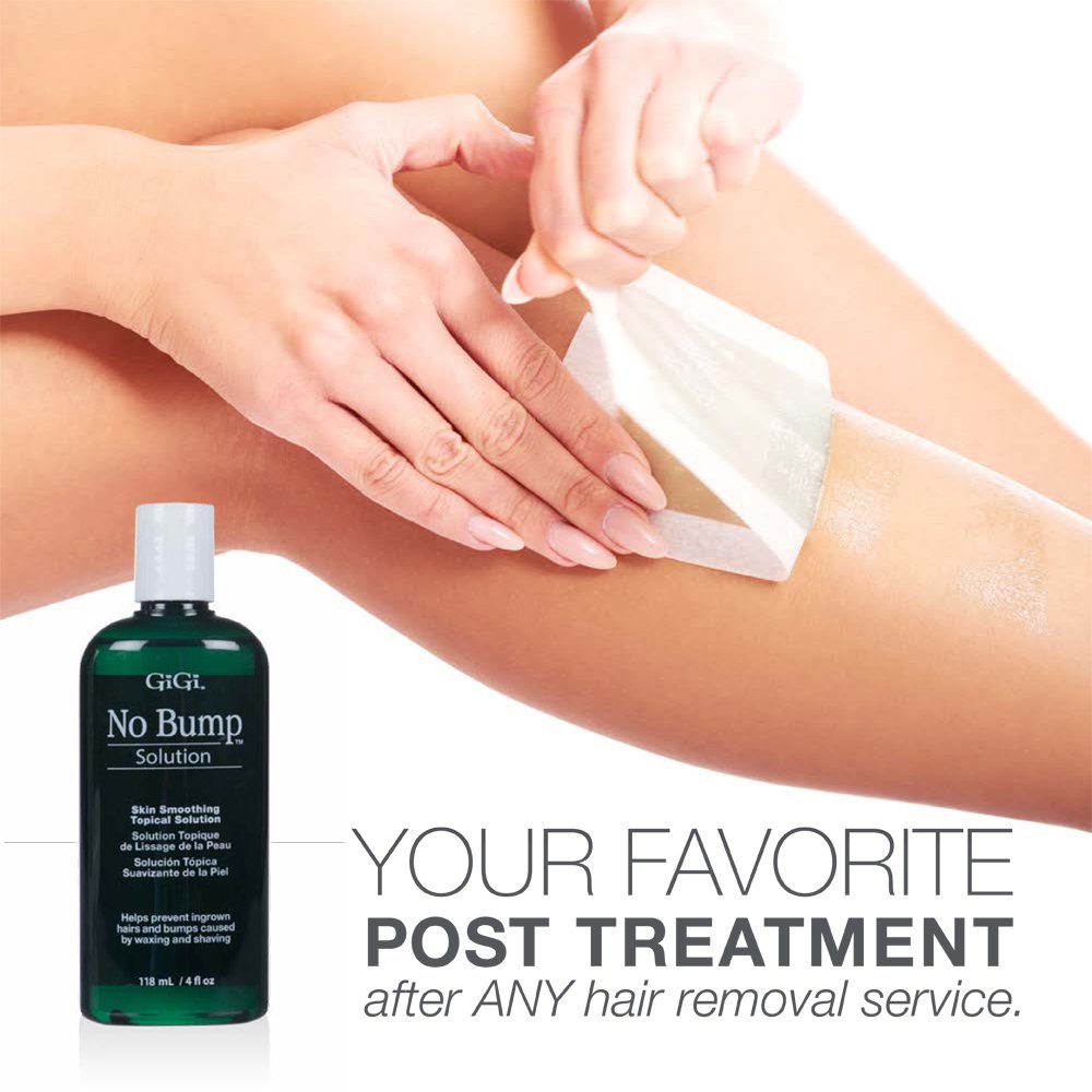 GIGI No Bump applied on skin to soothe after waxing.