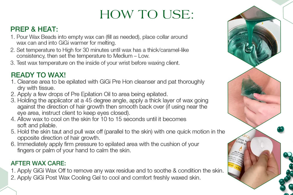 GIGI Nourishing Aloe canister packaging shown for convenient storage and mess-free home waxing.