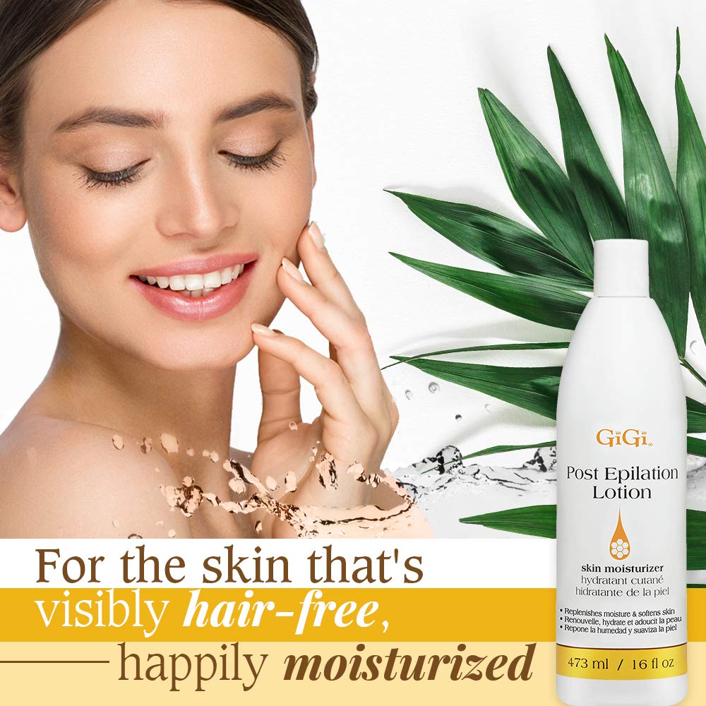 GIGI Post Waxing Lotion residue-removal helps cleanse pores after epilation.