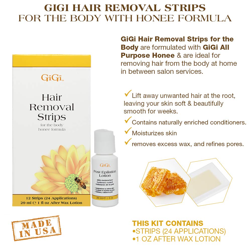 GIGI pre-waxed strips pack with 12 strips for budget-friendly waxing