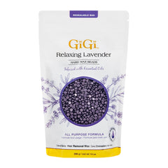 GIGI Relaxing Lavender wax beads pour for economical hair removal.