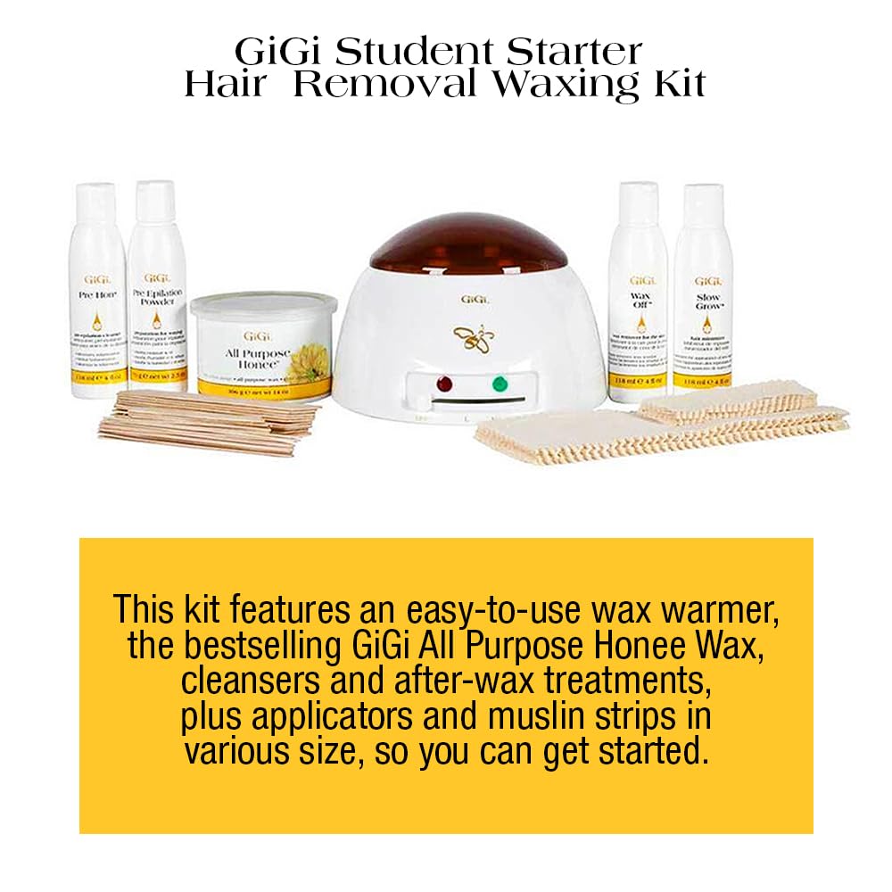 GIGI Student Starter Waxing Kit all-purpose honee wax delivers comfortable depilation for sensitive areas.