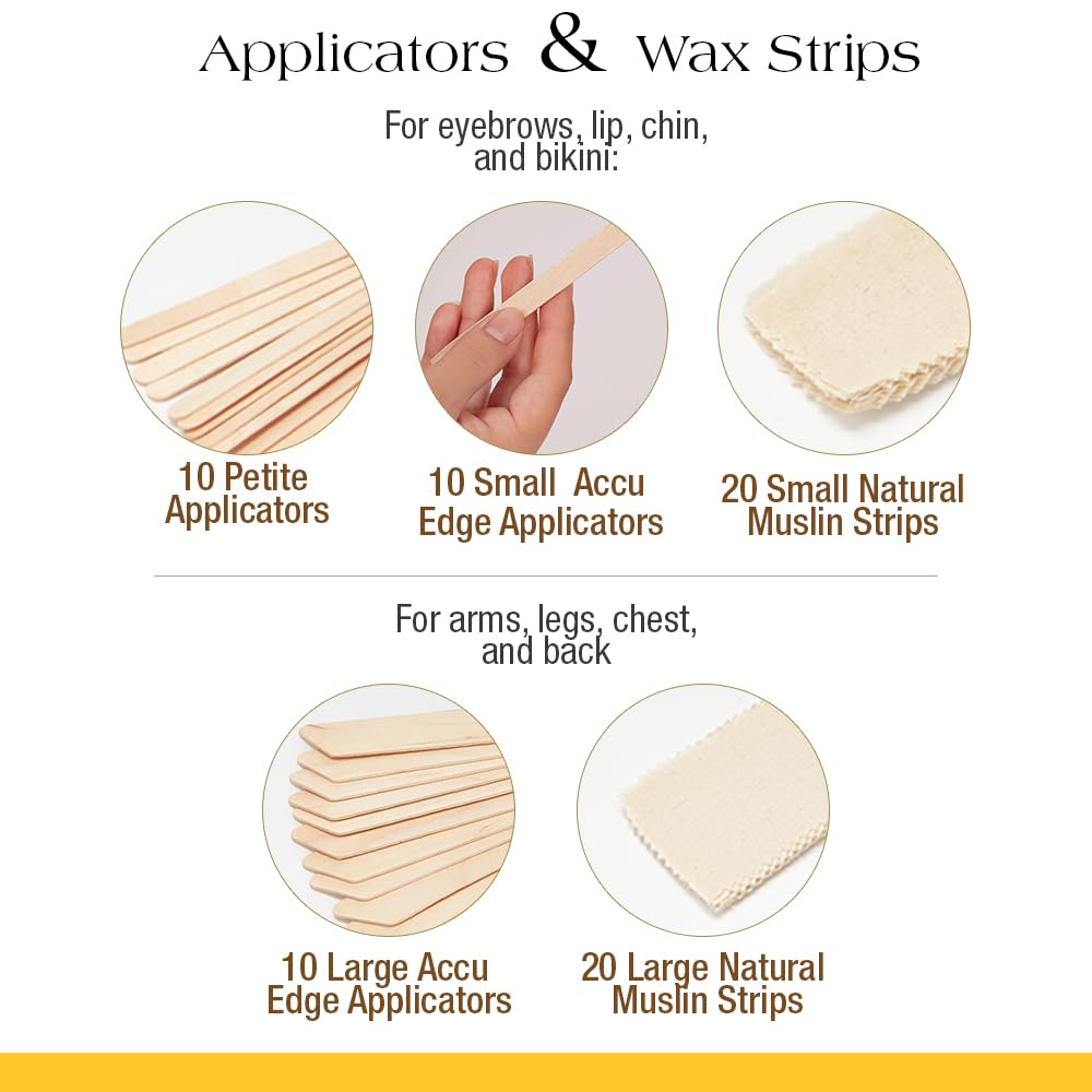 GIGI Petite applicators and muslin strips enable precise, hygienic waxing applications.