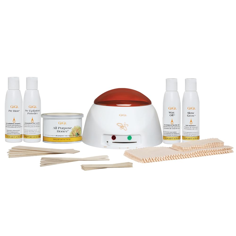 GIGI Student Starter Waxing Kit wax warmer heats evenly for efficient at-home sessions.