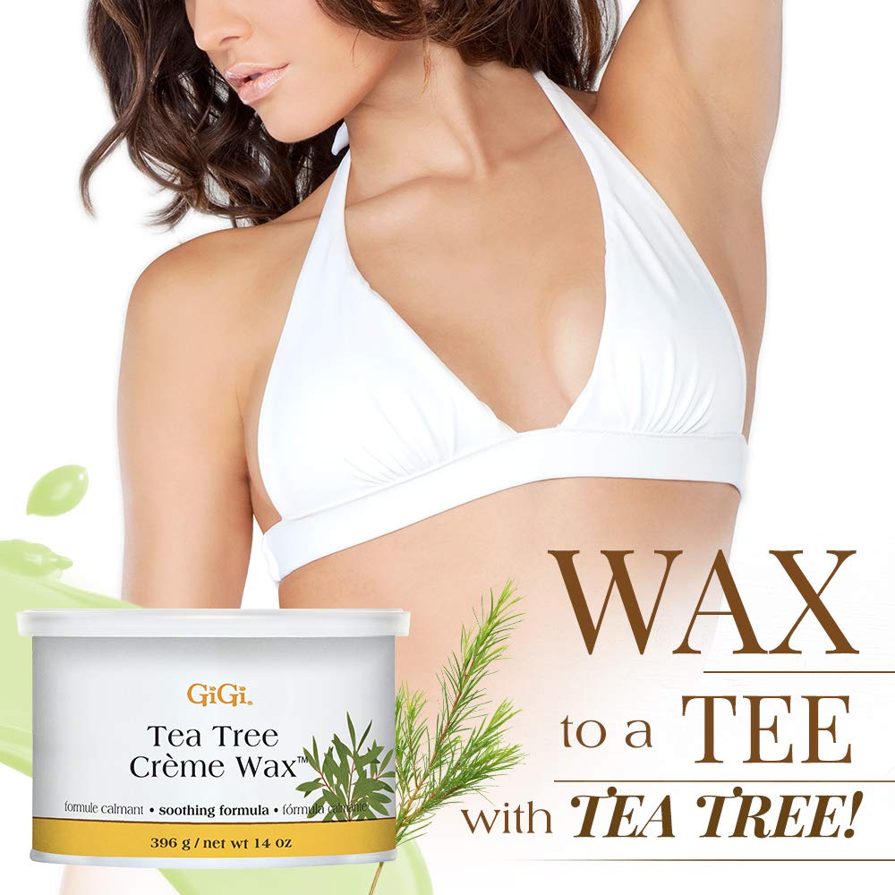 Gigi Tea Tree Creme Wax used in a salon for professional efficiency