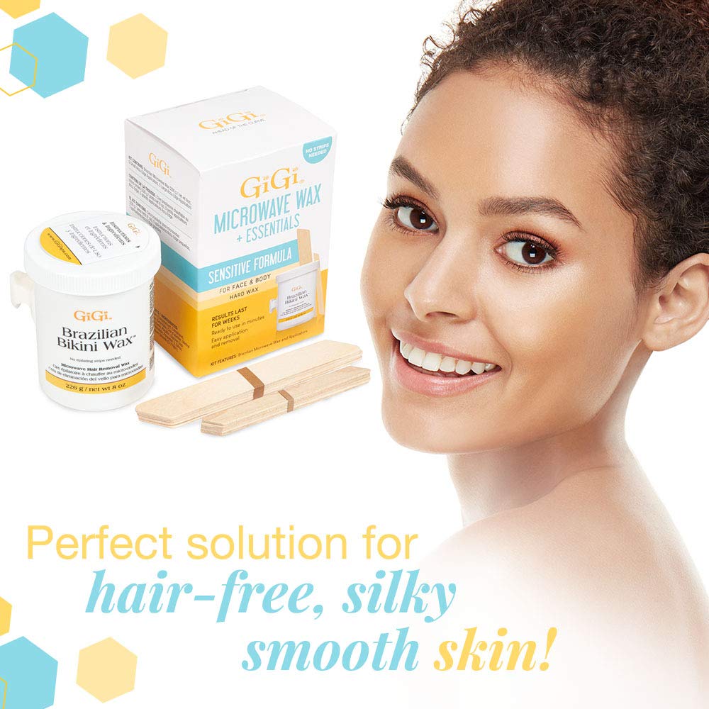 GIGI wax applicators included for easy, mess-free waxing sessions.