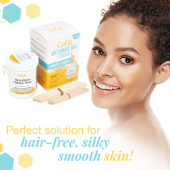 GIGI wax applicators included for easy, mess-free waxing sessions.