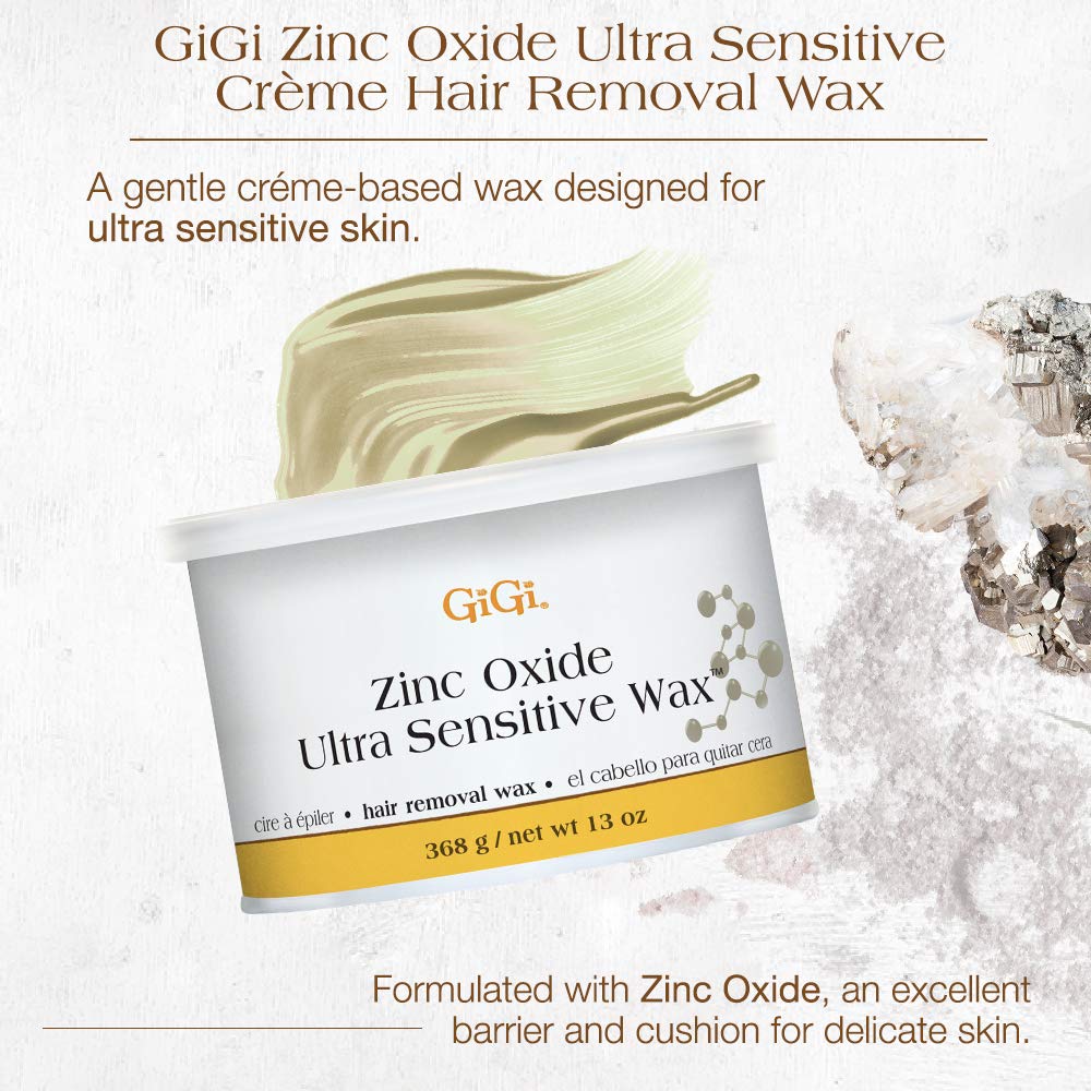 GiGi Zinc Oxide creamy-wax texture close-up enabling controlled facial waxing