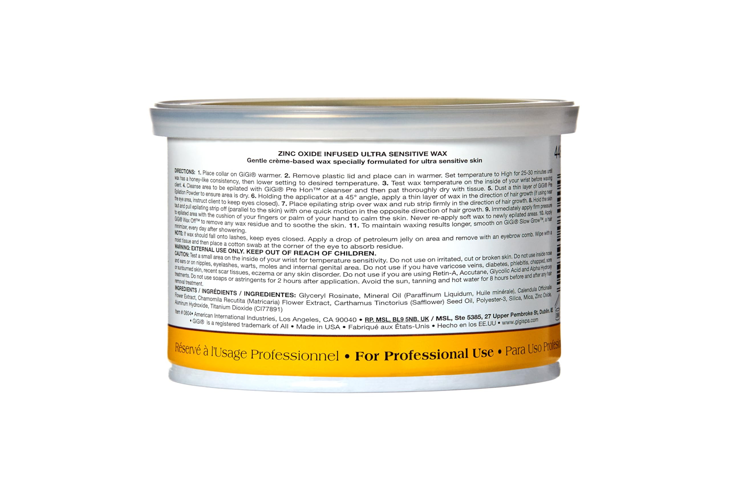 GiGi Zinc Oxide wax used by professionals and DIYers for extra-gentle care