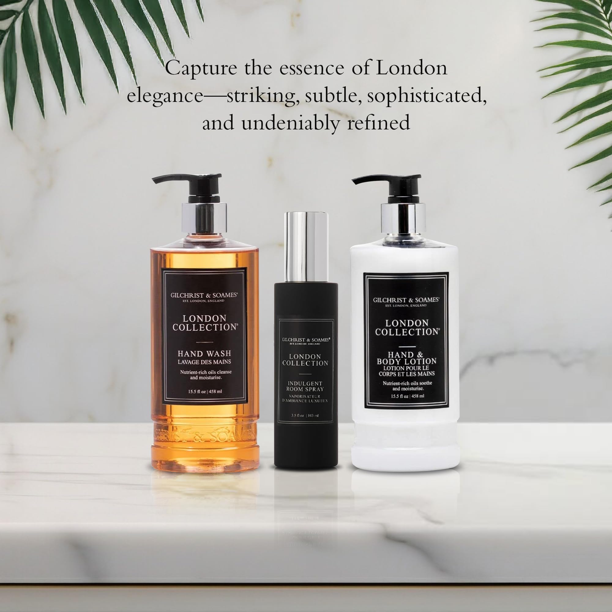 Packaging highlights cruelty-free and clean formula in Gilchrist & Soames London Hand & Body Lotion