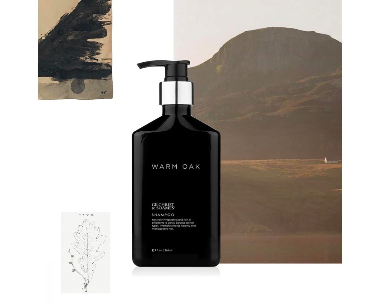 Gilchrist & Soames Warm Oak Shampoo collection vibe conveys travel memories and refined grooming.