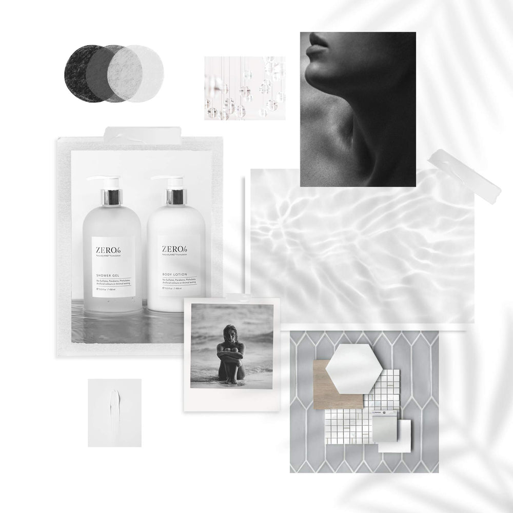 Gilchrist & Soames Zero% Collection shampoo on a bathroom vanity for daily grooming.
