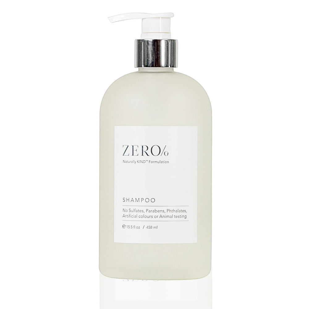 Gilchrist & Soames Zero% Collection shampoo bottle on shelf for everyday cleansing.