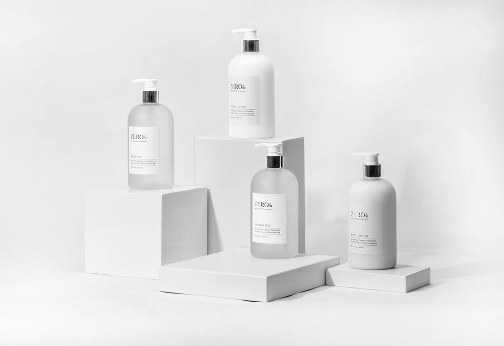Gilchrist & Soames Zero% Collection shampoo in-use during shower for refreshing routine.