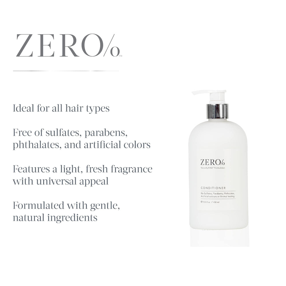 Gilchrist & Soames Zero Percent Conditioner label highlights sulfate-free formula.