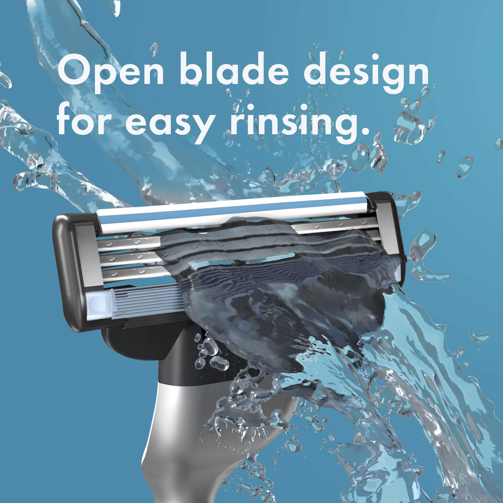 Gillette brand logo on pack conveys trusted grooming quality for daily use.
