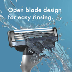 Gillette brand logo on pack conveys trusted grooming quality for daily use.