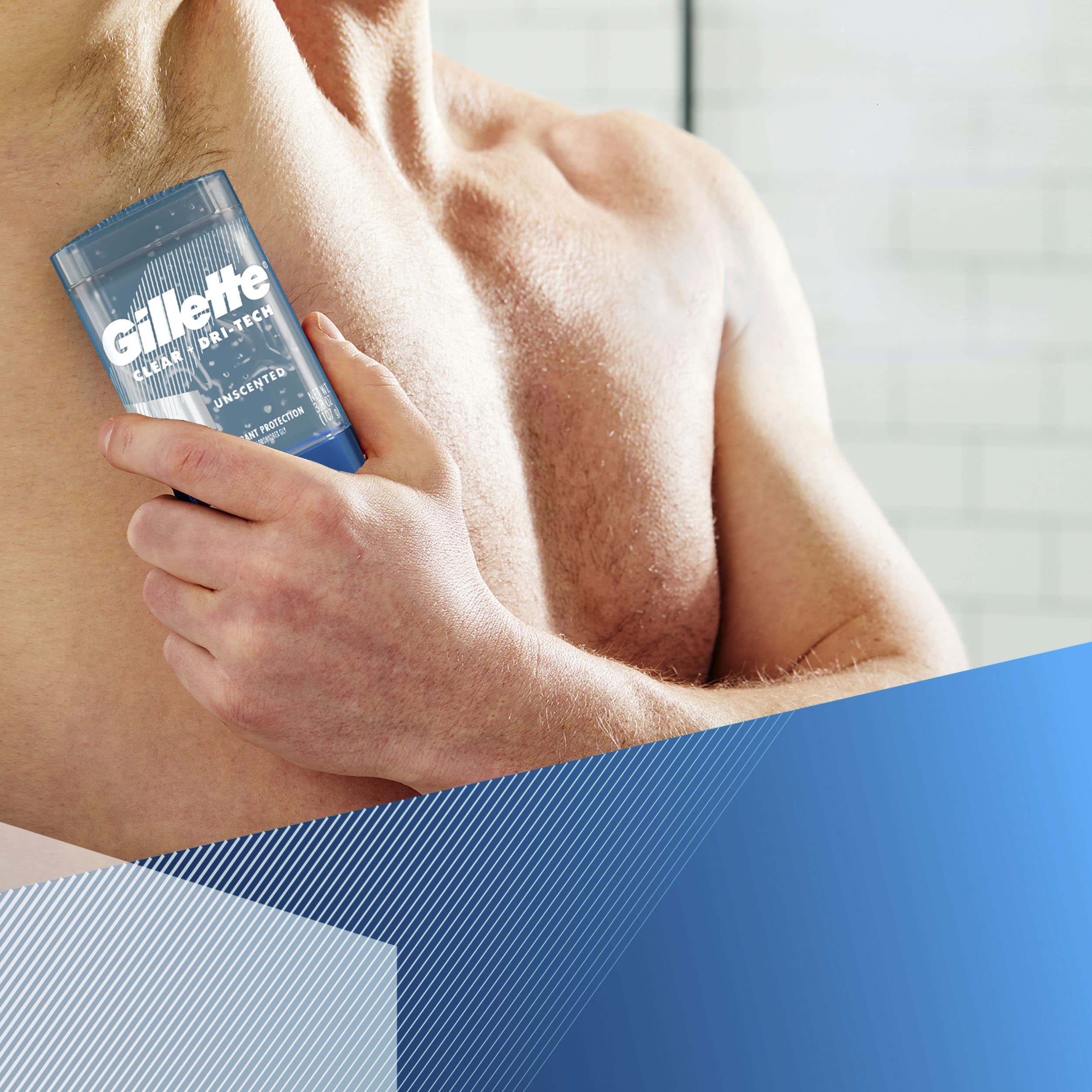 Gillette user applying gel-based deodorant for comfortable daily wear.