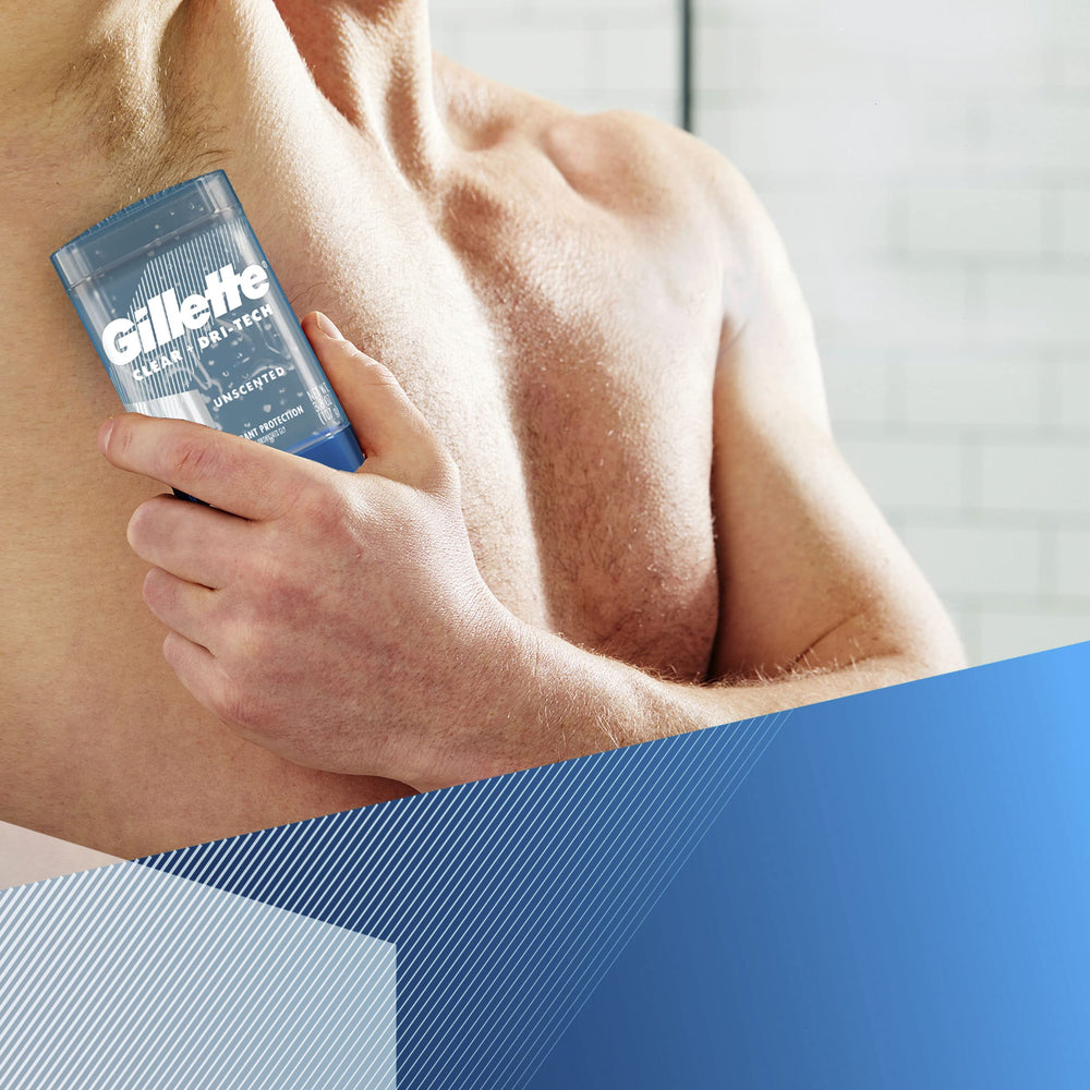 Gillette user applying gel-based deodorant for comfortable daily wear.