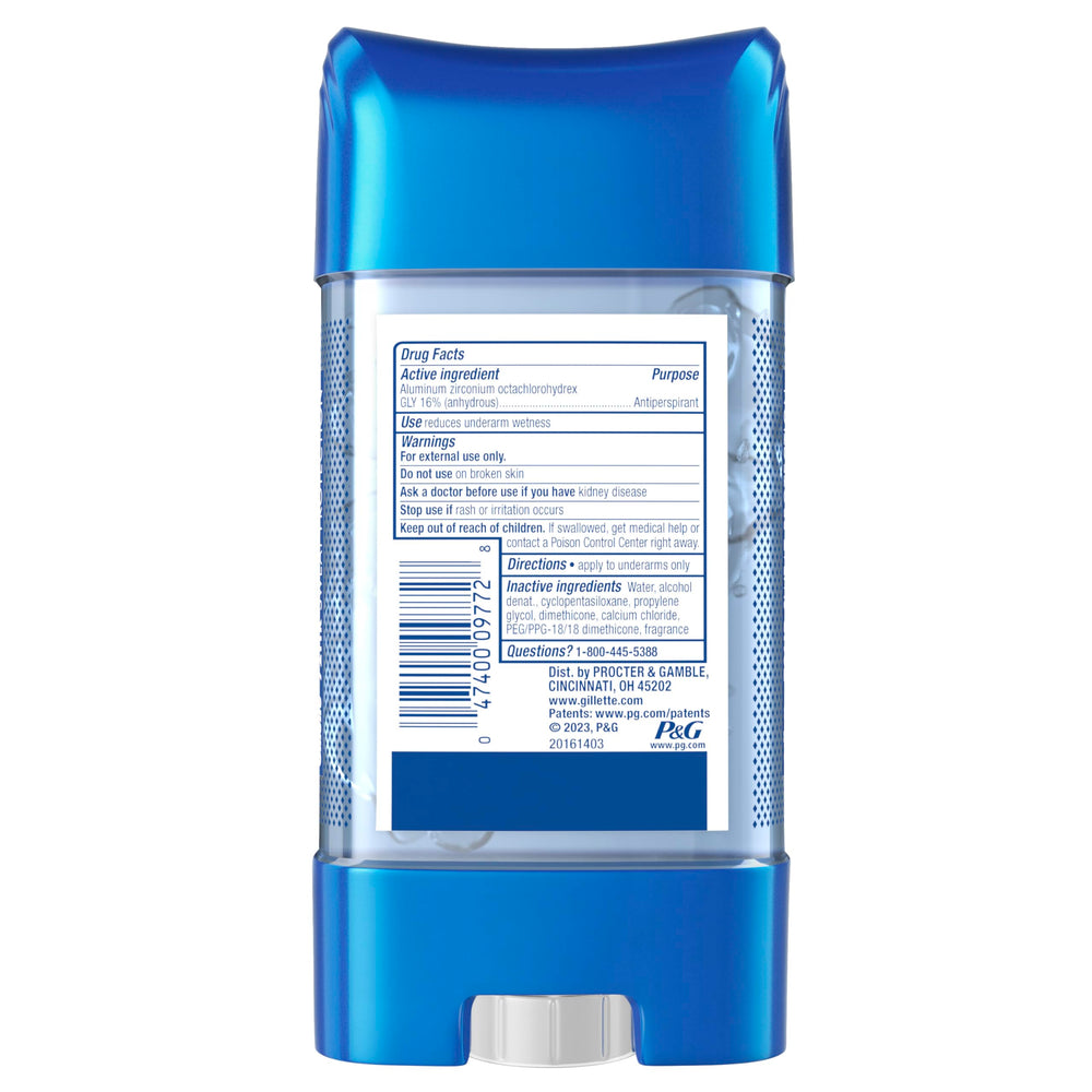 Gillette Clear Gel application on underarm demonstrates easy, smooth glide.