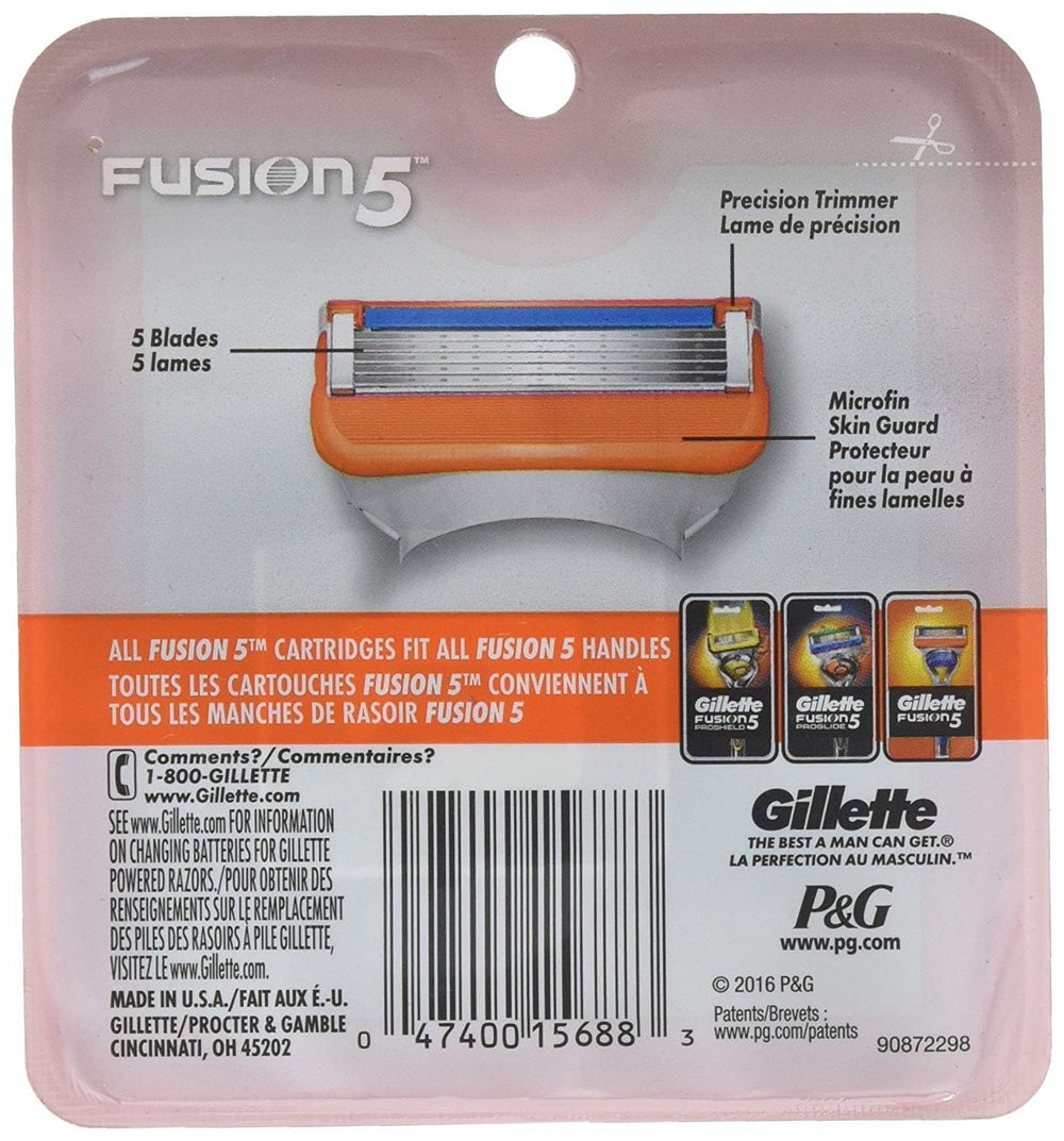 Gillette Fusion 5 Power cartridges packaging highlights a value pack for refills.