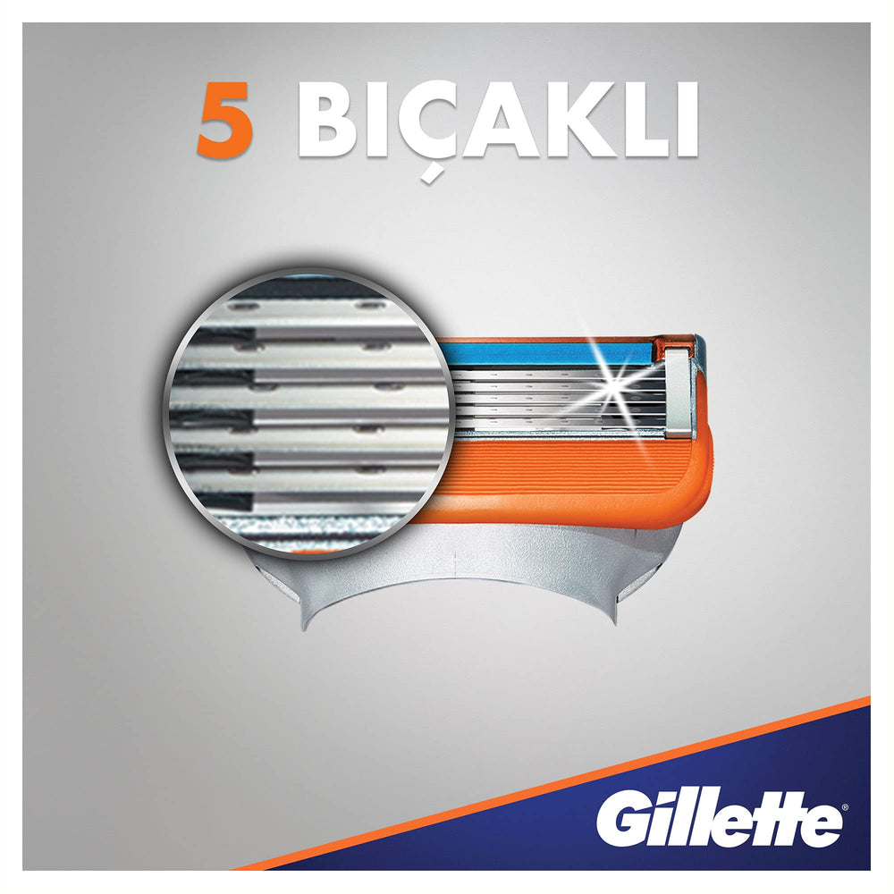 Gillette Fusion5 flexible-comfort-guard showcases contour-wrapping microfins for comfortable shaving.
