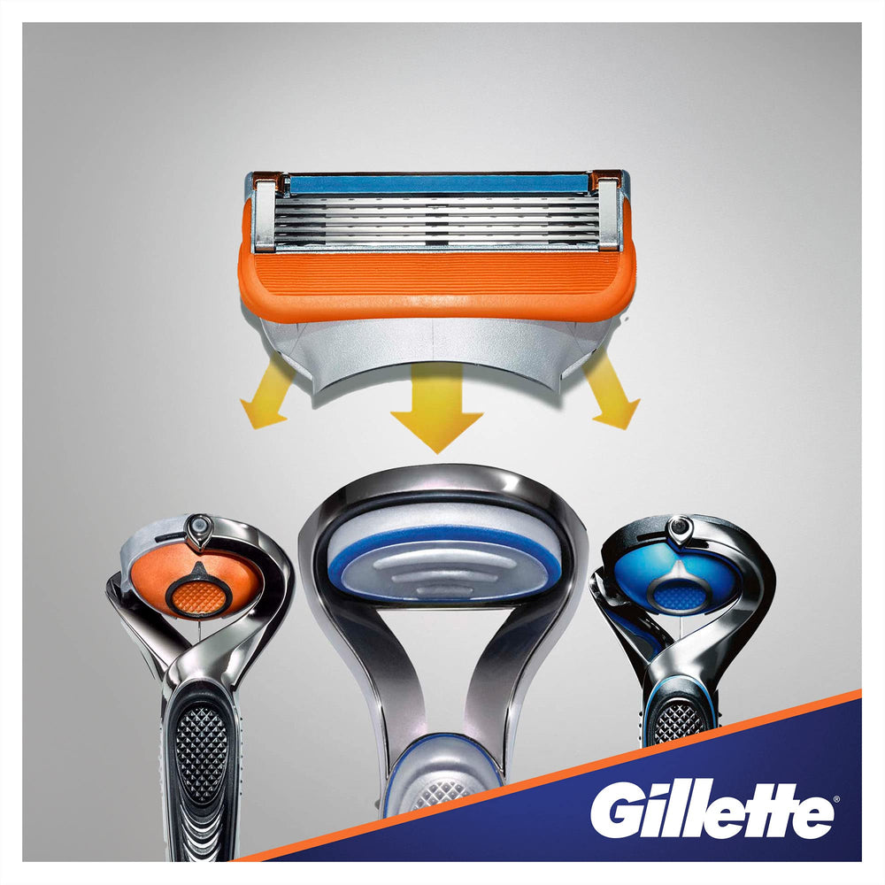 Gillette Fusion5 packaging-display shows 8-count refill pack for convenience.