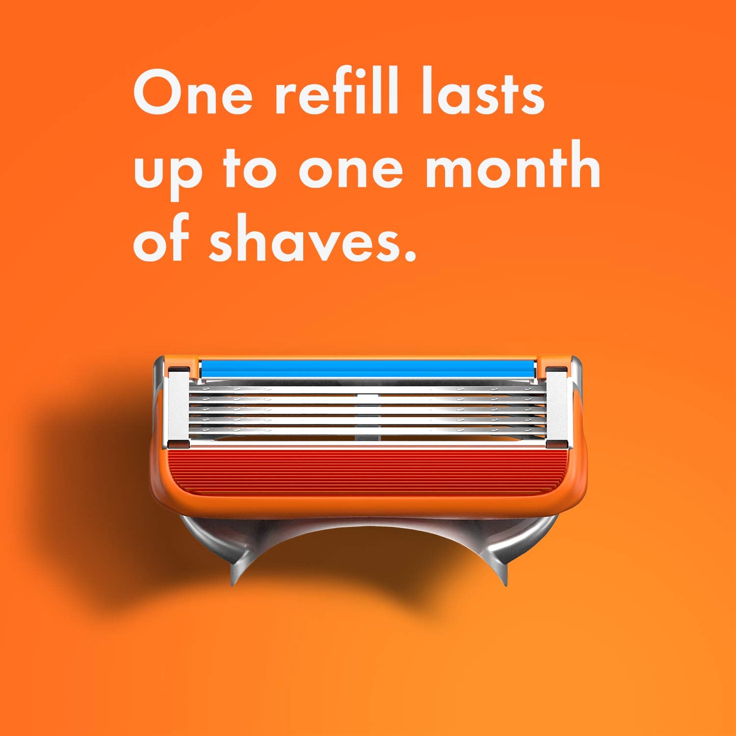 Gillette Fusion5 Power blade refill showcasing long-lasting performance up to 18 shaves