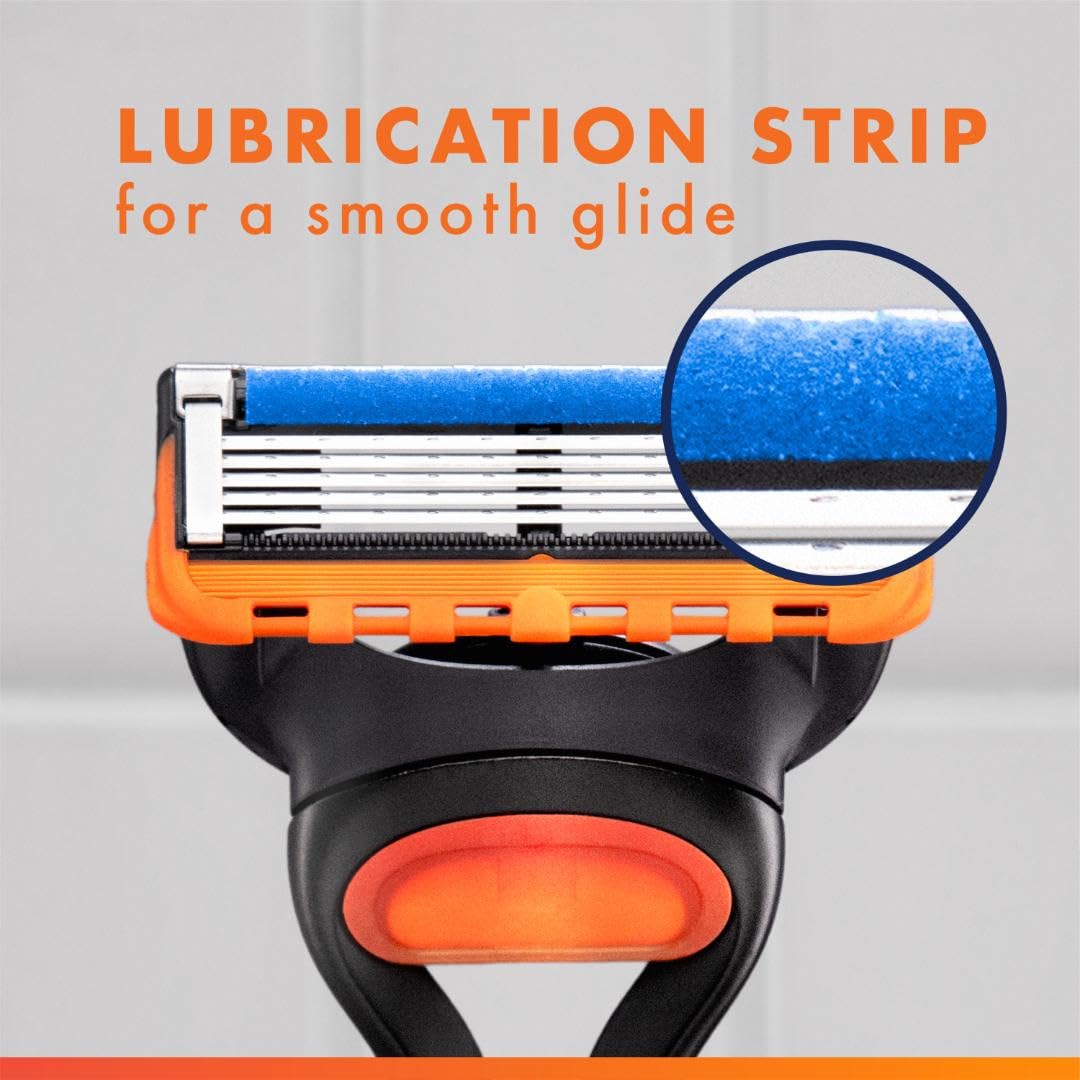 Gillette Fusion5 close-up showing blade arrangement for precision shave.